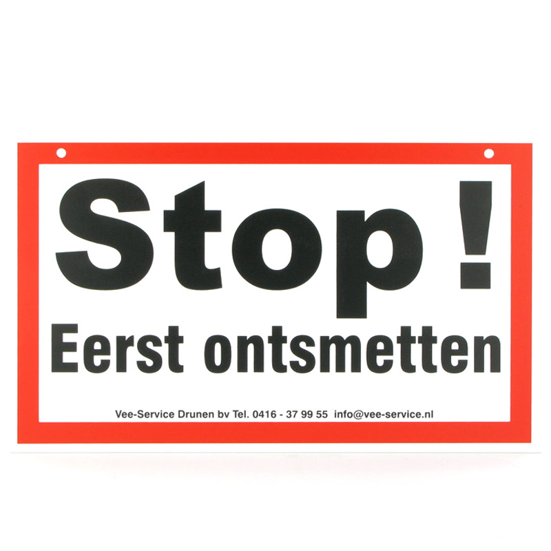 Ontsmettingsbordje "Stop eerst ontsmetten"