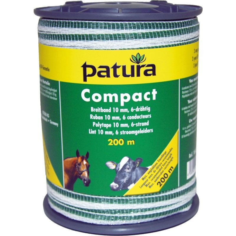 Patura compact lint 10mm wit/groen 200m of 400m
