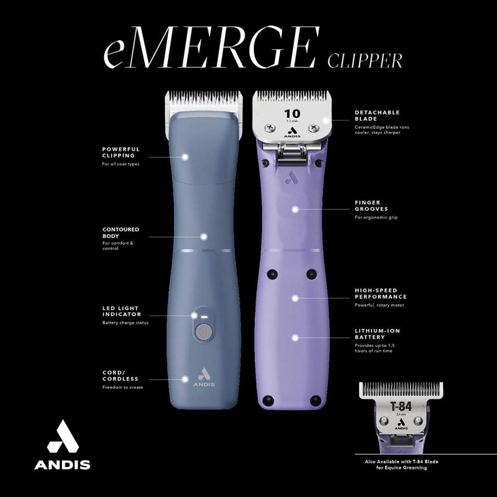 Andis eMERGE hondentondeuse blauw